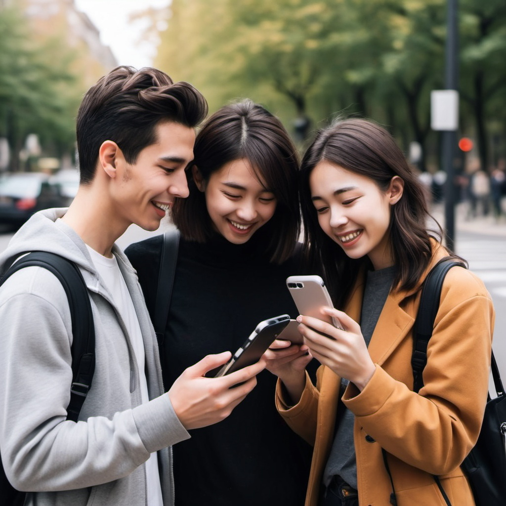 People connecting using technology